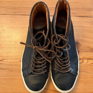 Frye Navy and Brown High-Top Sneakers